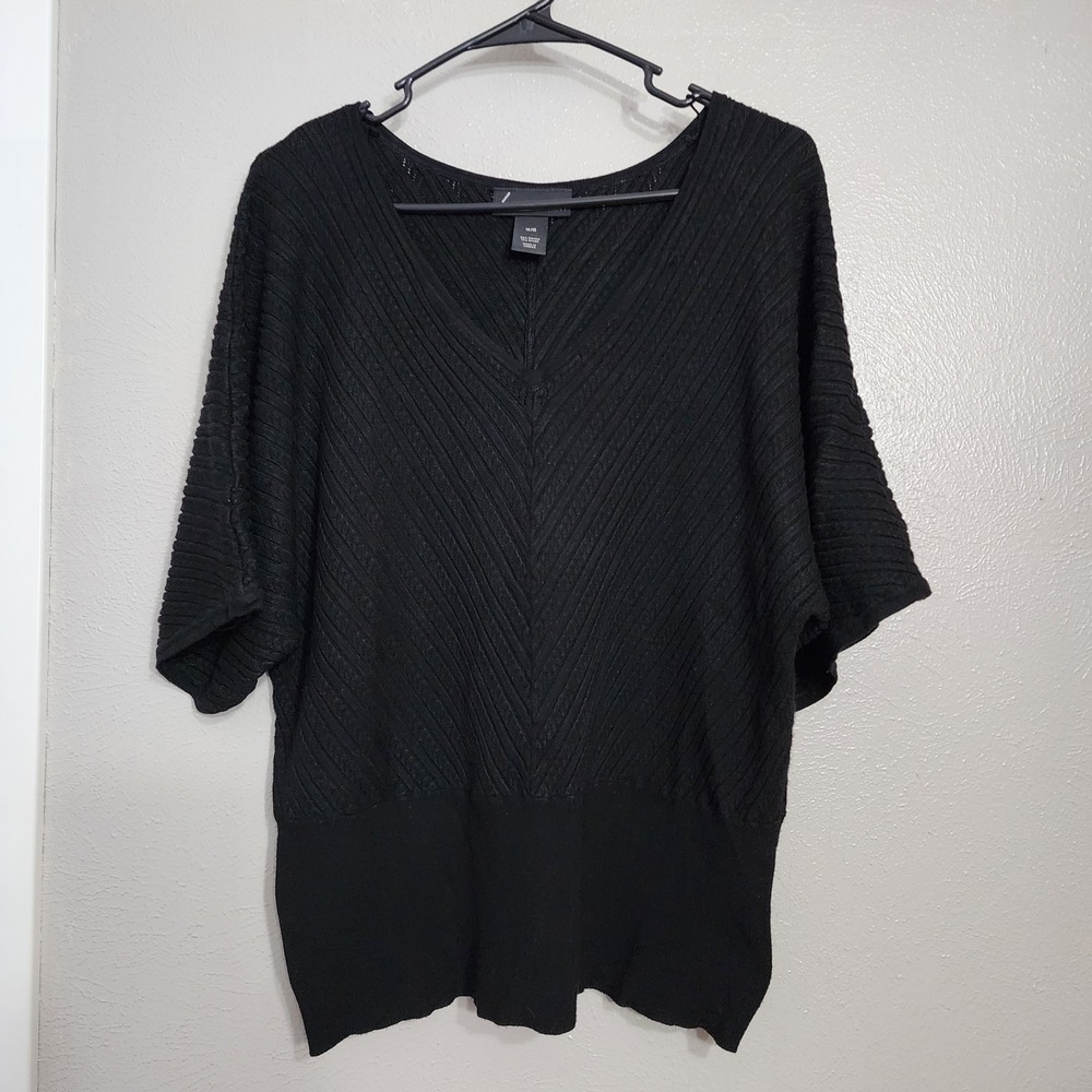 Lane Bryant Top Women's 14/16 Black V Neck Sweater Tee‎